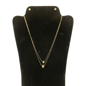 A'Gaci Goldtone Necklace and Earrings Set Circle Bling Charms 10 inches Long